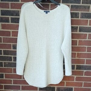 Tommy Hilfiger Cream Crew Neck Knit Sweater - Gold Tinsel